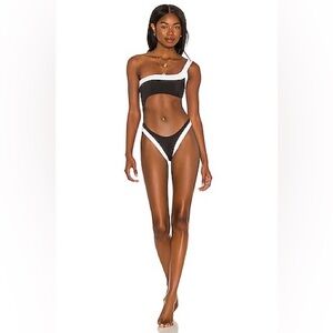 NWT GIGI C Paris One-Piece Monokini Black/White cutout swimsuit M revolve FP